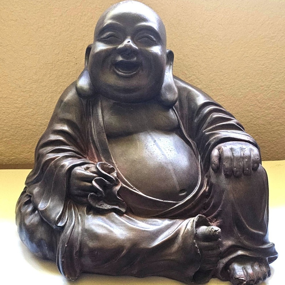 Big Fat Happy Buddha Statue Faux Stone Feng Shui Art Hotel‎ Restaurant  Figurine